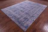 Blue Contemporary Hand Knotted Wool & Silk Rug - 7' 8" X 9' 11" - Golden Nile