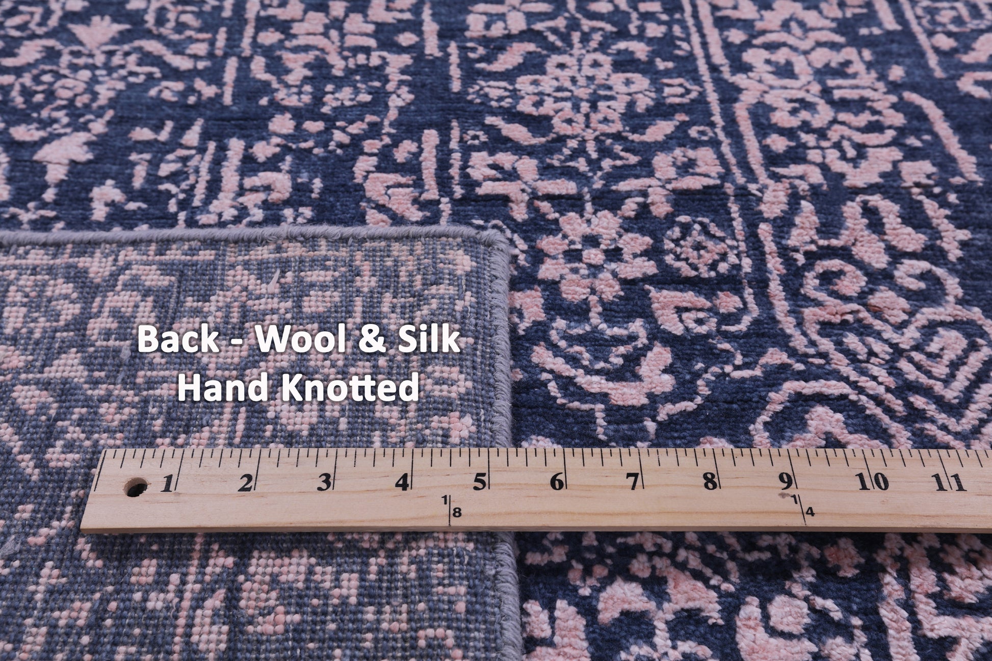 Blue Contemporary Hand Knotted Wool & Silk Rug - 7' 8" X 9' 11" - Golden Nile