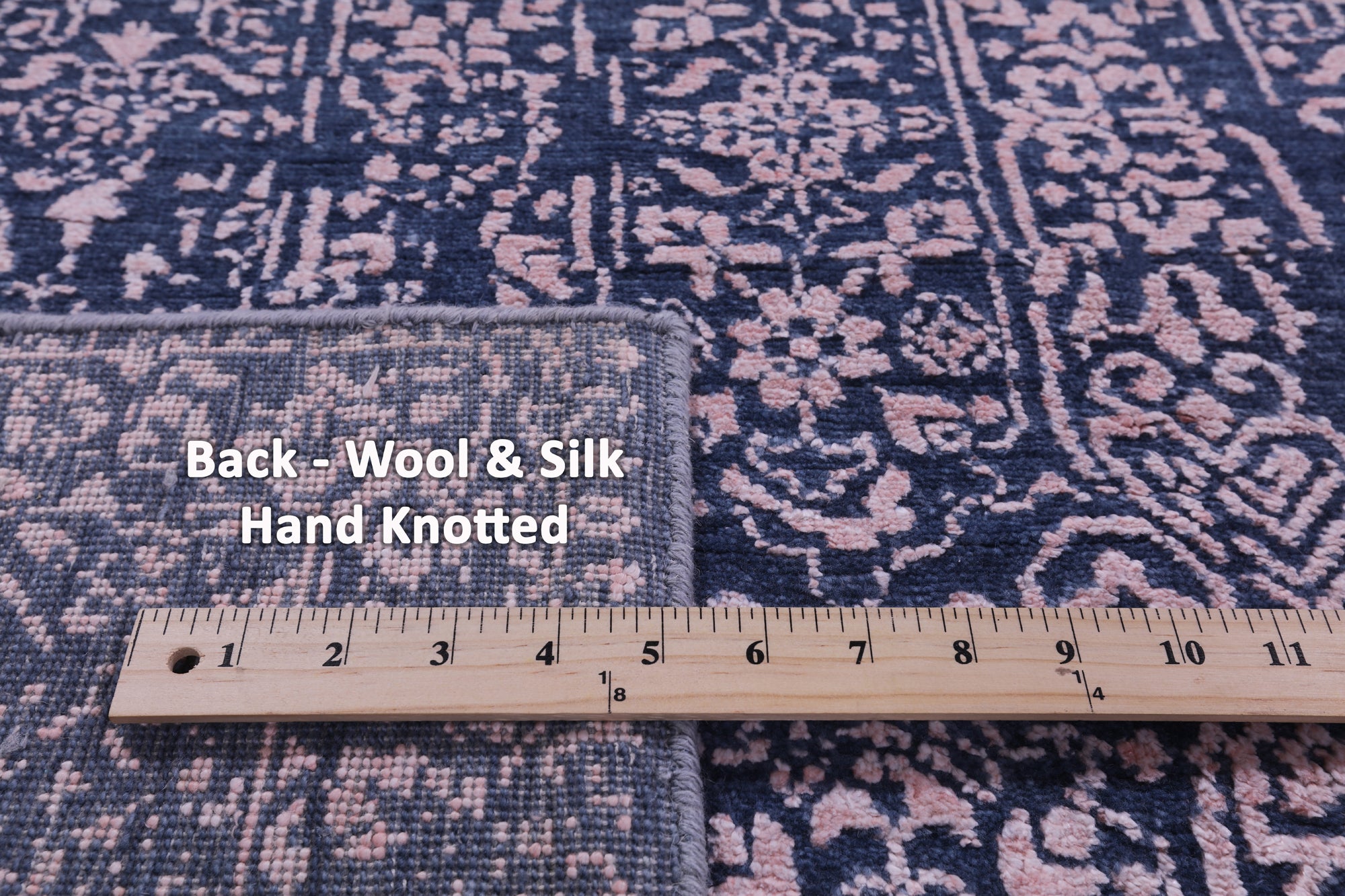 Blue Contemporary Hand Knotted Wool & Silk Rug - 7' 8" X 9' 11" - Golden Nile