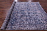 Blue Contemporary Hand Knotted Wool & Silk Rug - 7' 8" X 9' 11" - Golden Nile