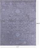 Grey Persian Fine Serapi Hand Knotted Wool & Silk Rug - 8' 1" X 10' 2" - Golden Nile