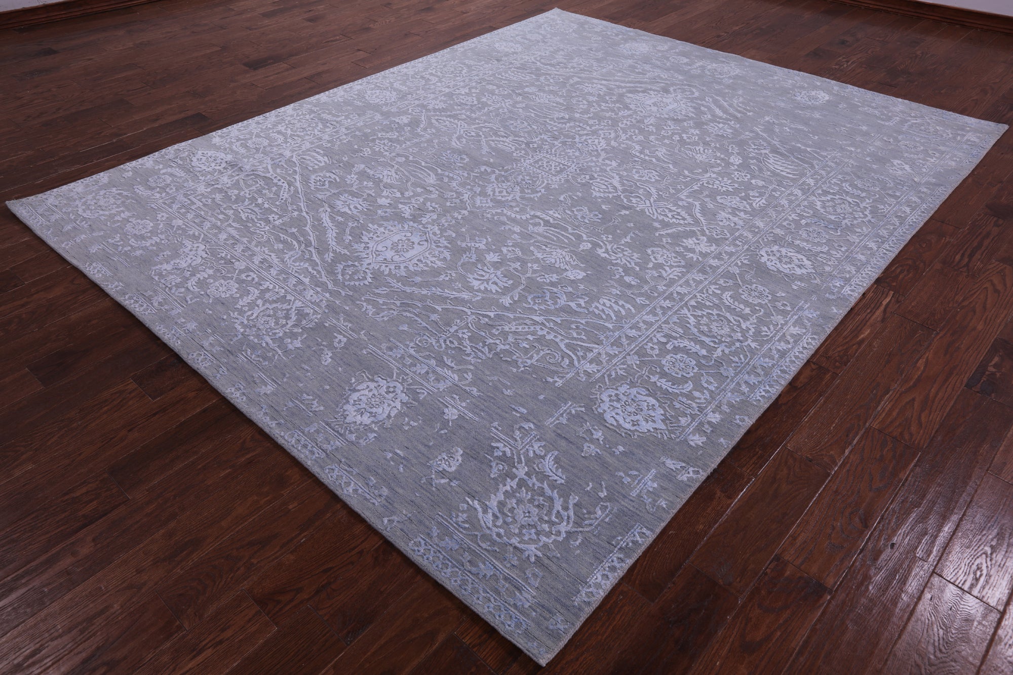 Grey Persian Fine Serapi Hand Knotted Wool & Silk Rug - 8' 1" X 10' 2" - Golden Nile