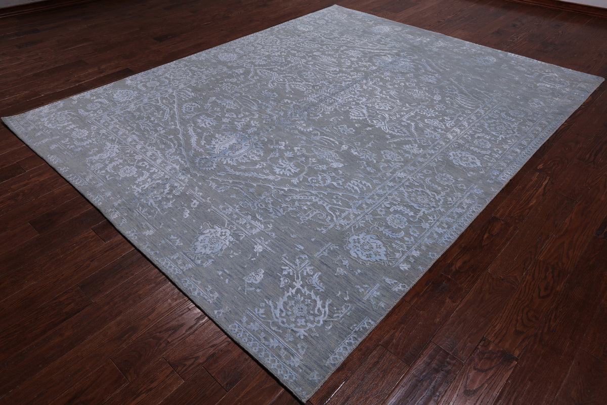 Grey Persian Fine Serapi Hand Knotted Wool & Silk Rug - 8' 1" X 10' 2"