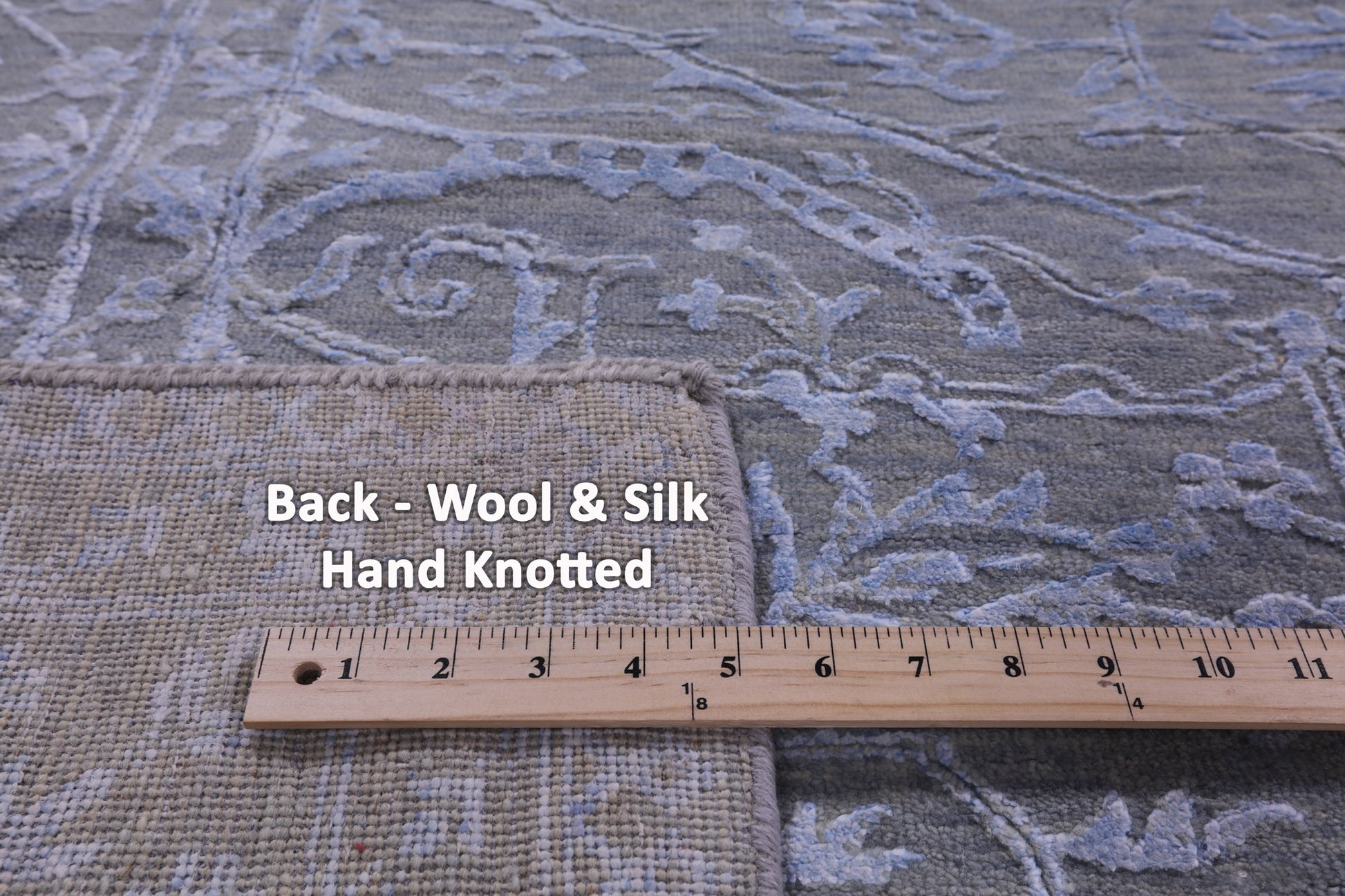 Grey Persian Fine Serapi Hand Knotted Wool & Silk Rug - 8' 1" X 10' 2" - Golden Nile