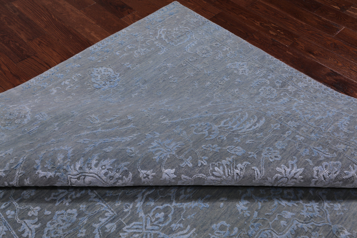Grey Persian Fine Serapi Hand Knotted Wool & Silk Rug - 8' 1" X 10' 2"