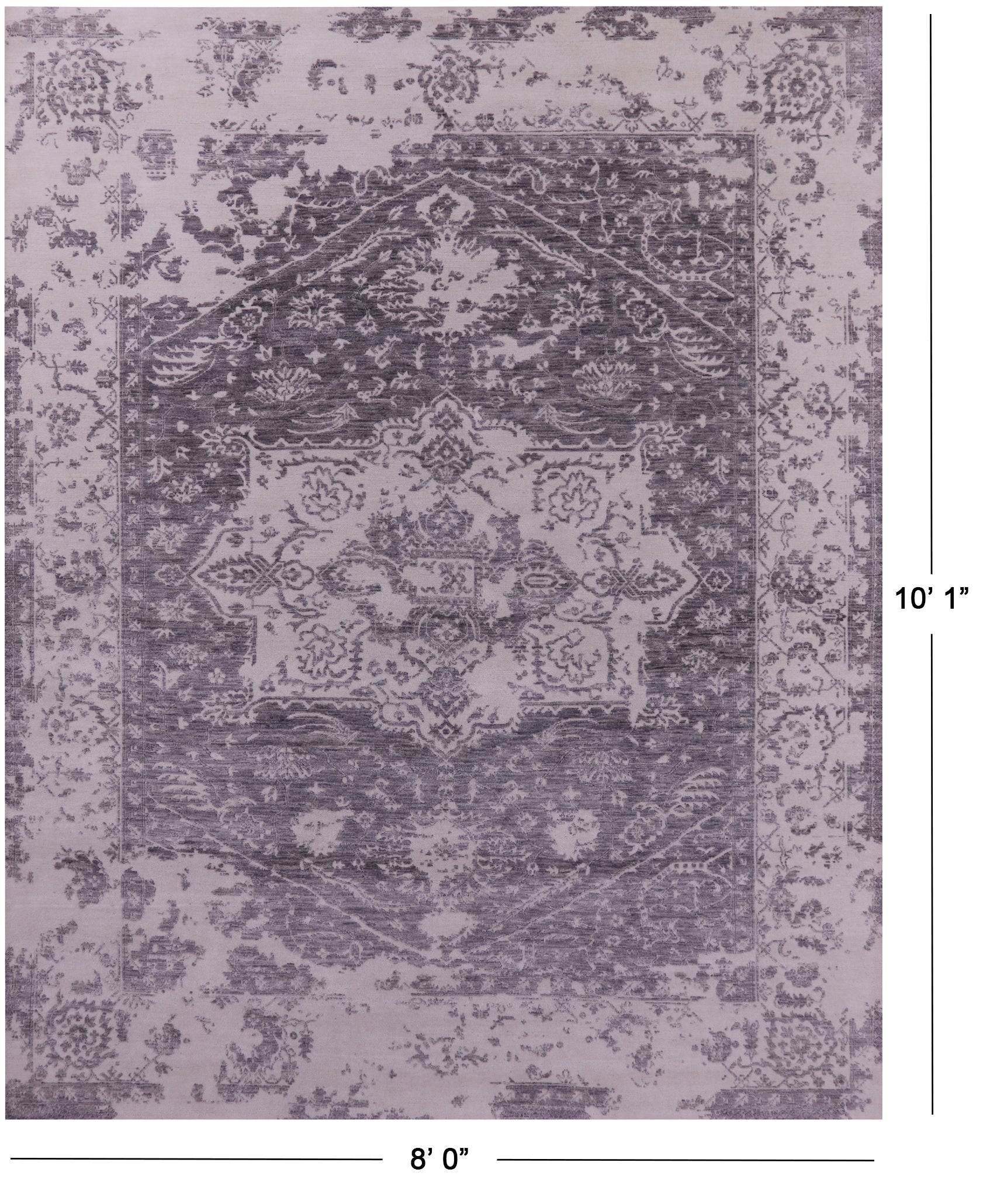 Grey Persian Fine Serapi Hand Knotted Wool Rug - 8' 0" X 10' 1" - Golden Nile