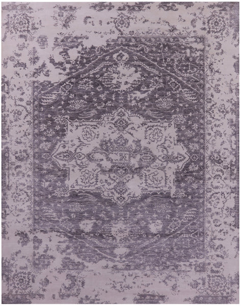 Grey Persian Fine Serapi Hand Knotted Wool Rug - 8' 0" X 10' 1" - Golden Nile