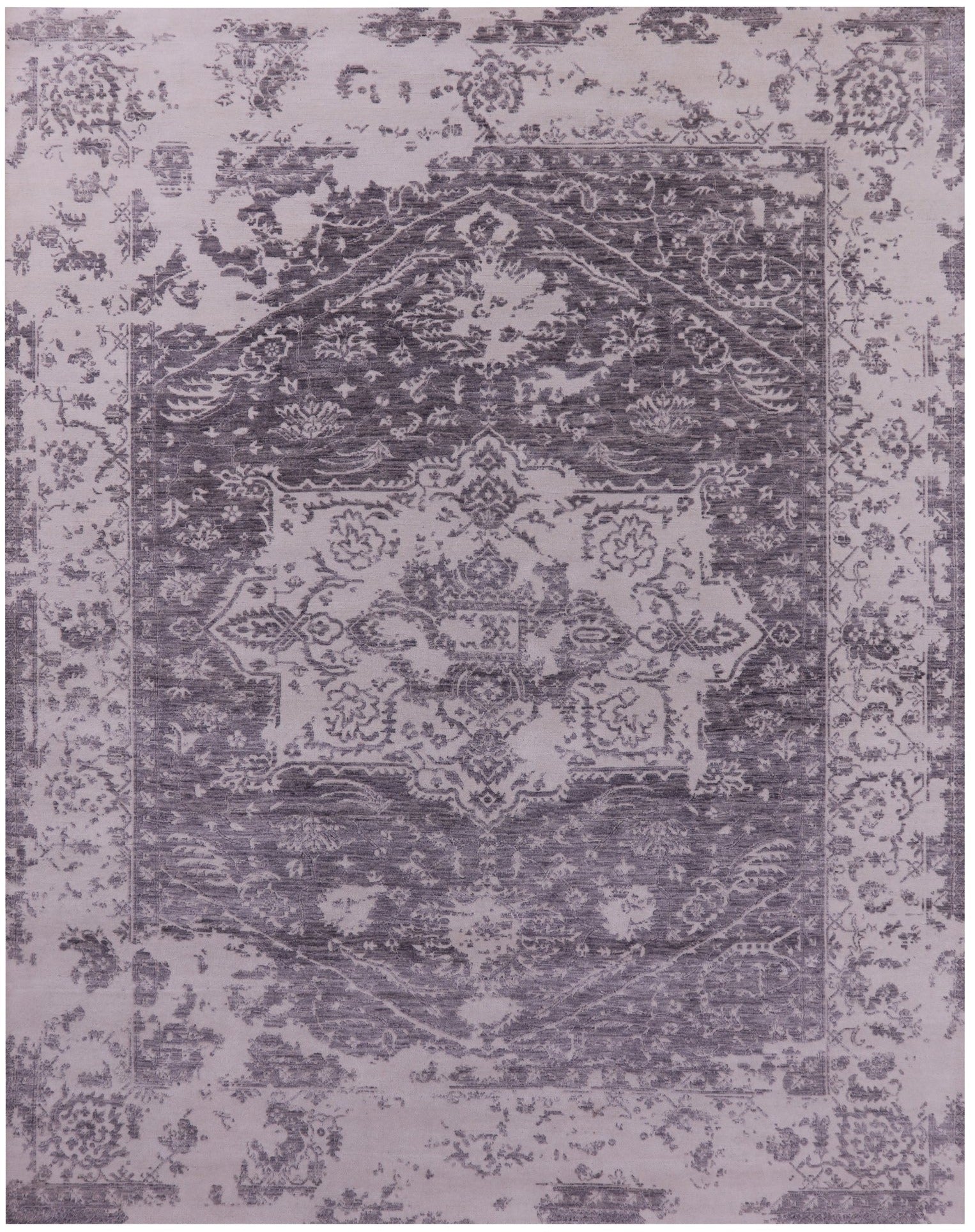 Grey Persian Fine Serapi Hand Knotted Wool Rug - 8' 0" X 10' 1" - Golden Nile