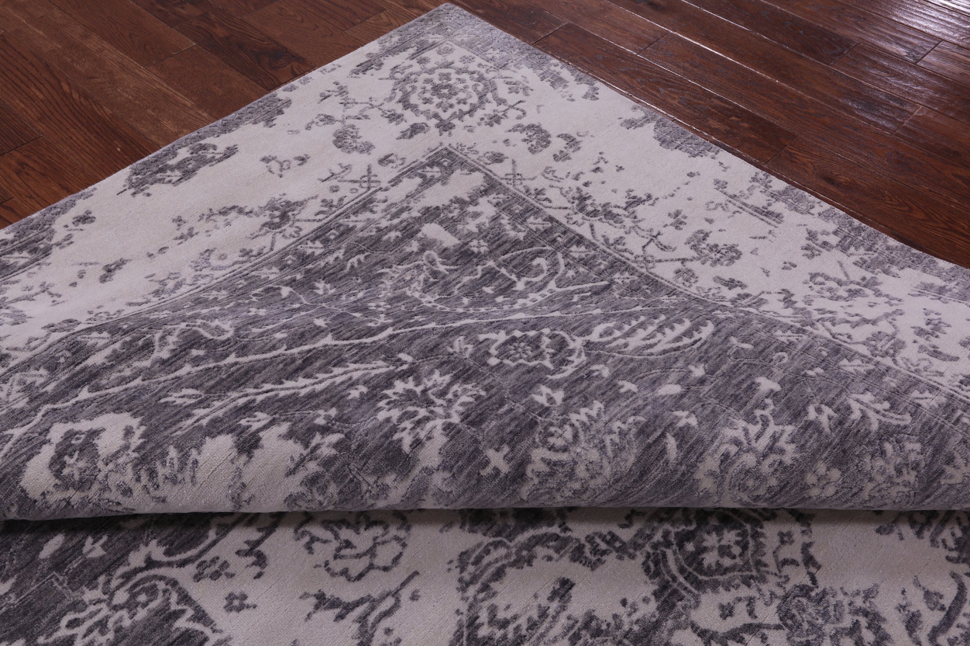 Grey Persian Fine Serapi Hand Knotted Wool Rug - 8' 0" X 10' 1" - Golden Nile