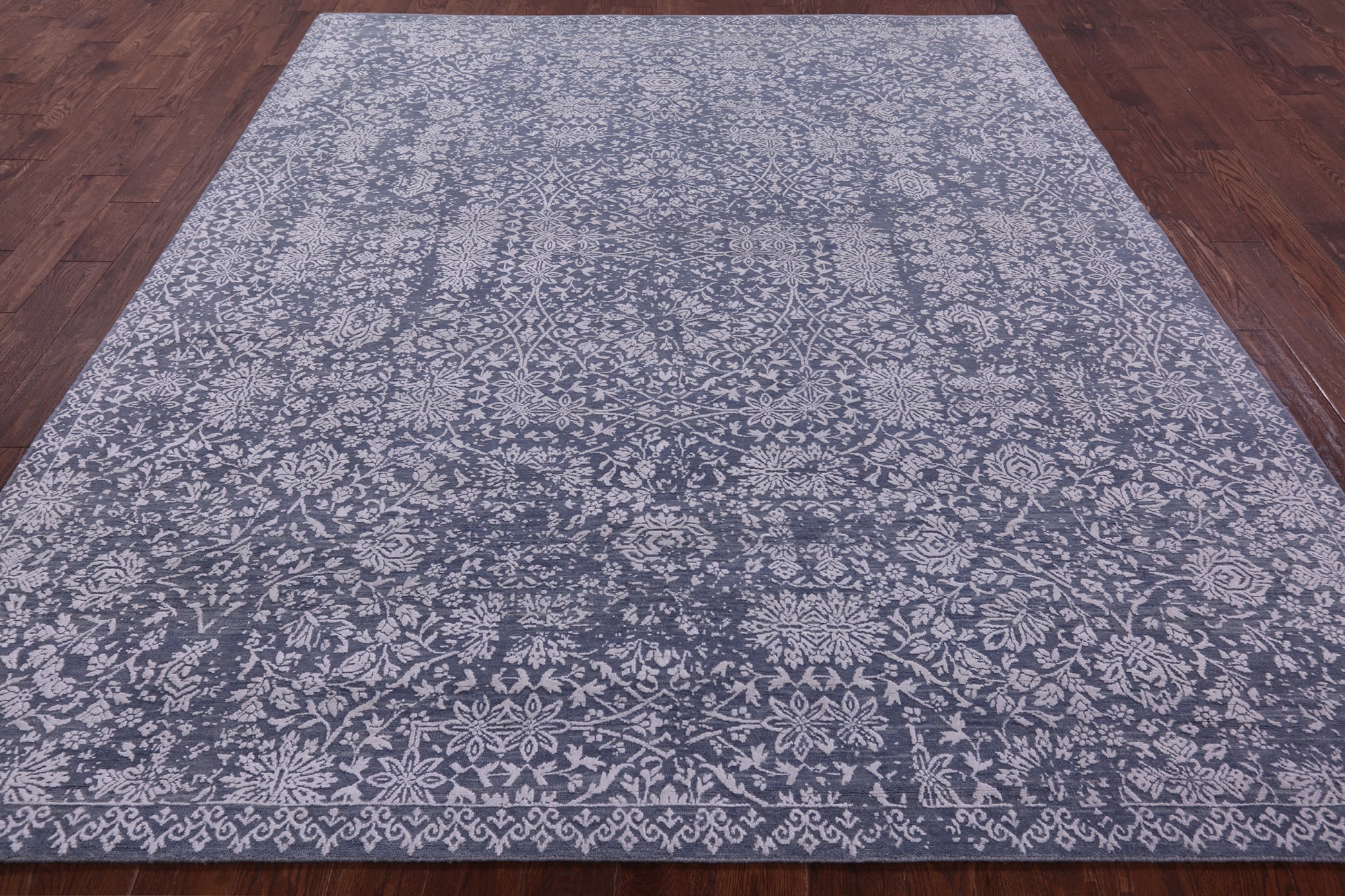 Grey Persian Tabriz Handmade Wool & Silk Rug - 8' 0" X 10' 0" - Golden Nile