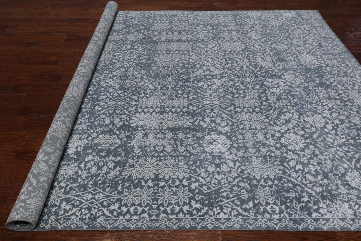 Grey Persian Tabriz Handmade Wool & Silk Rug - 8' 0" X 10' 0"