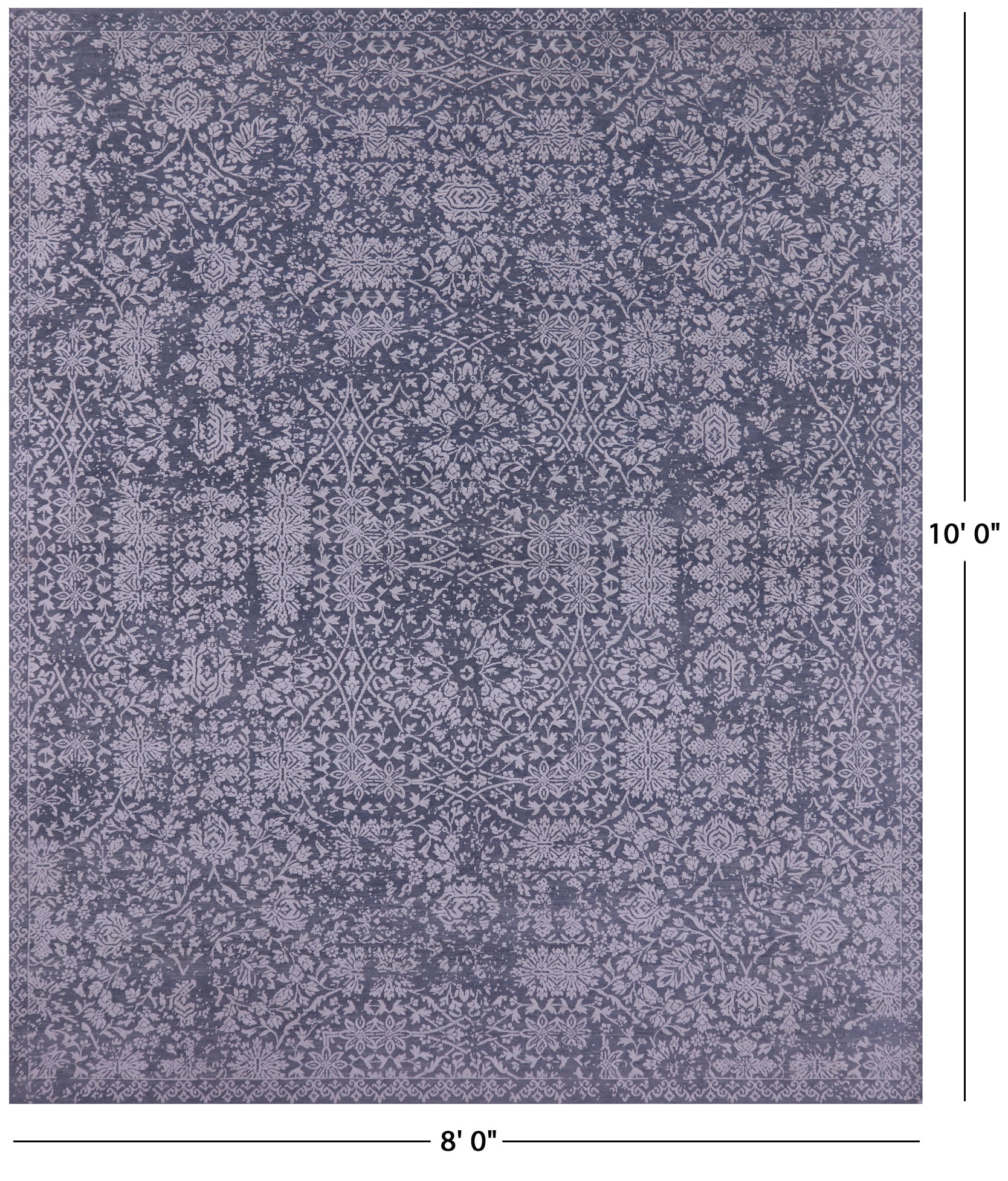 Grey Persian Tabriz Handmade Wool & Silk Rug - 8' 0" X 10' 0" - Golden Nile