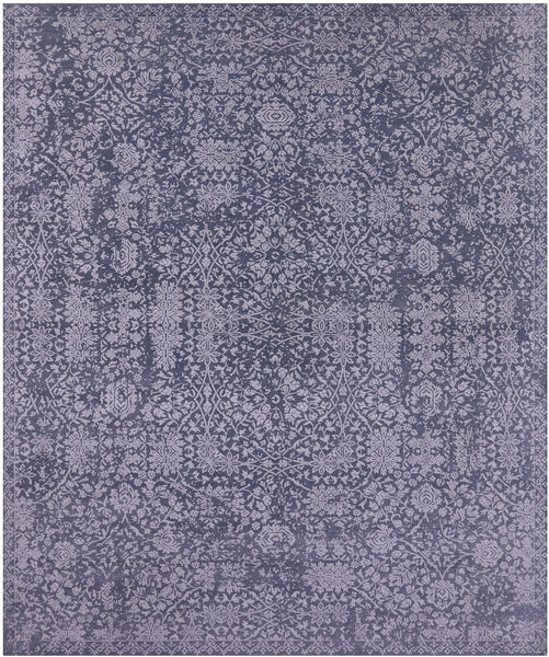 Grey Persian Tabriz Handmade Wool & Silk Rug - 8' 0" X 10' 0" - Golden Nile