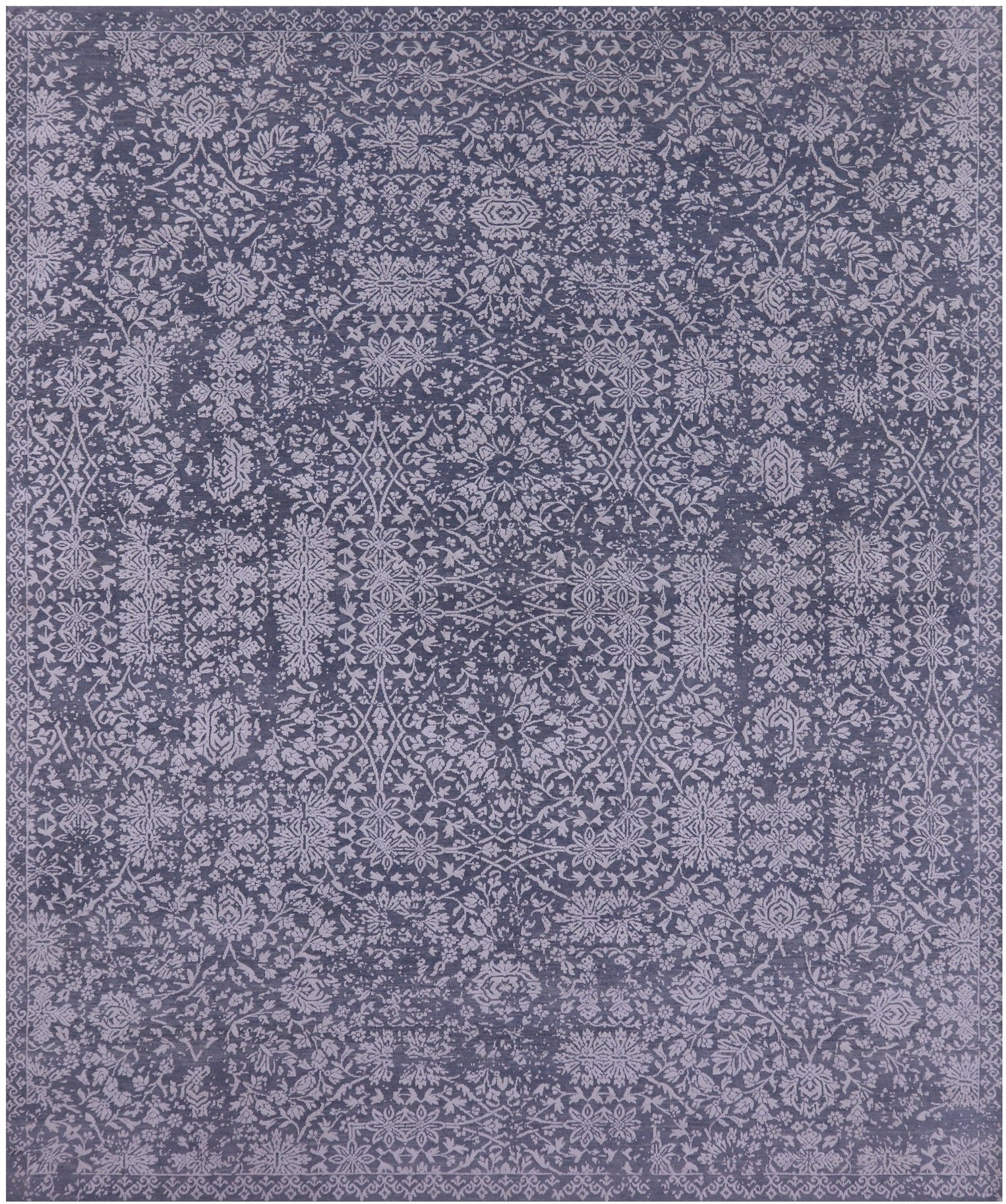 Grey Persian Tabriz Handmade Wool & Silk Rug - 8' 0" X 10' 0" - Golden Nile