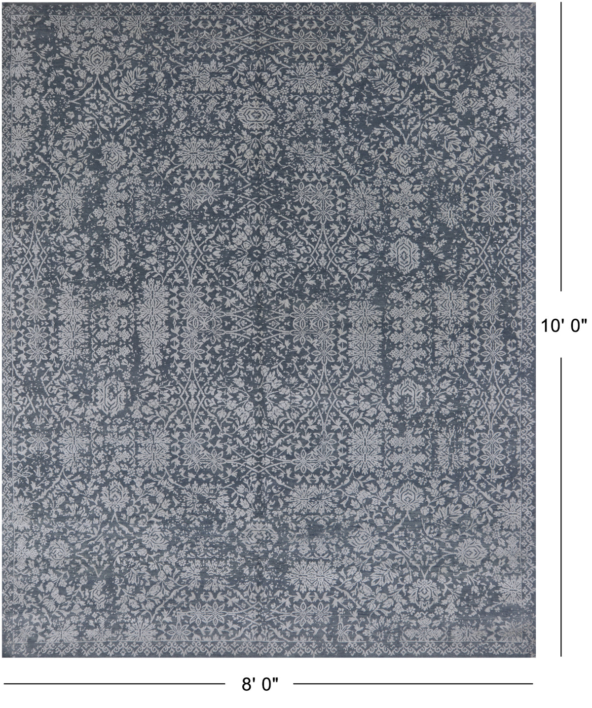 Grey Persian Tabriz Handmade Wool & Silk Rug - 8' 0" X 10' 0"