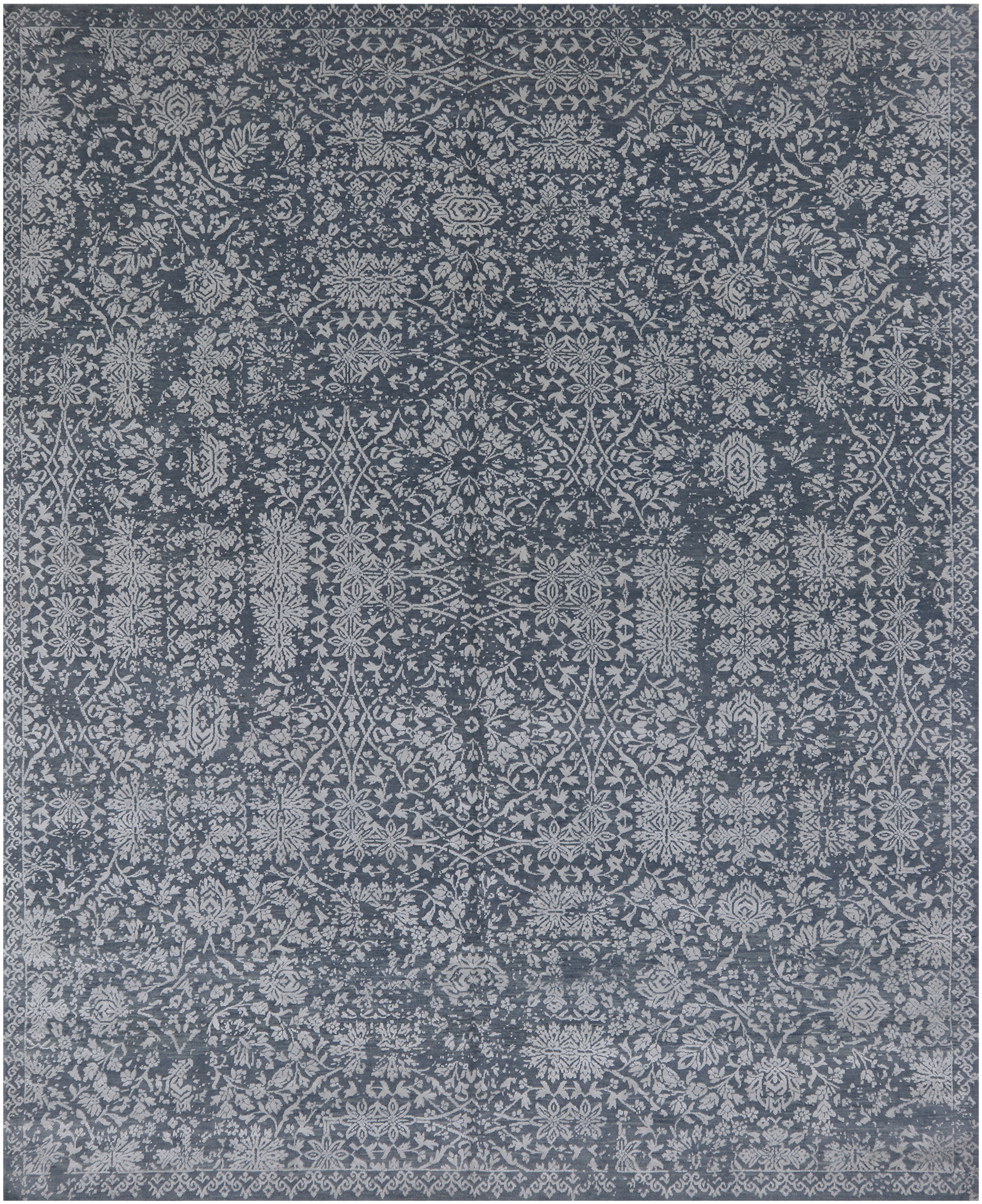 Grey Persian Tabriz Handmade Wool & Silk Rug - 8' 0" X 10' 0"
