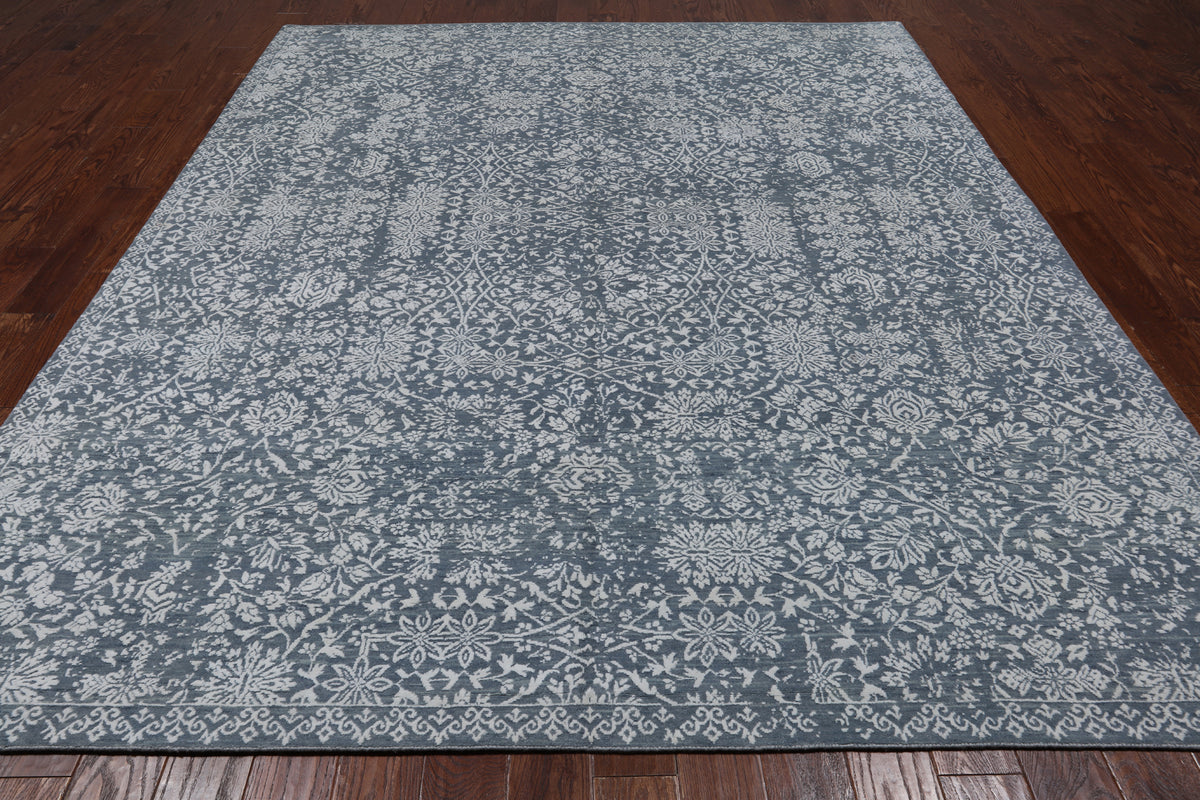 Grey Persian Tabriz Handmade Wool & Silk Rug - 8' 0" X 10' 0"