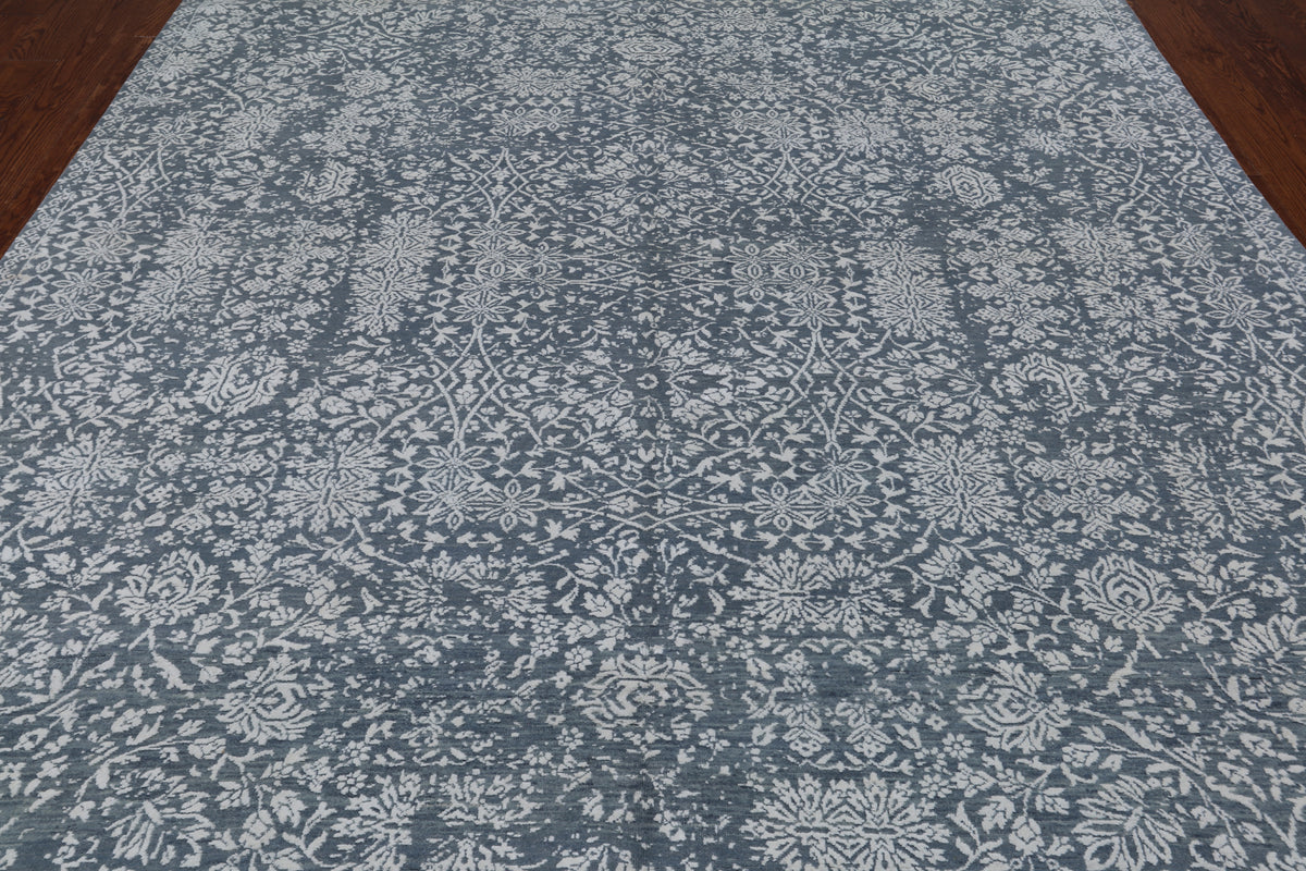 Grey Persian Tabriz Handmade Wool & Silk Rug - 8' 0" X 10' 0"