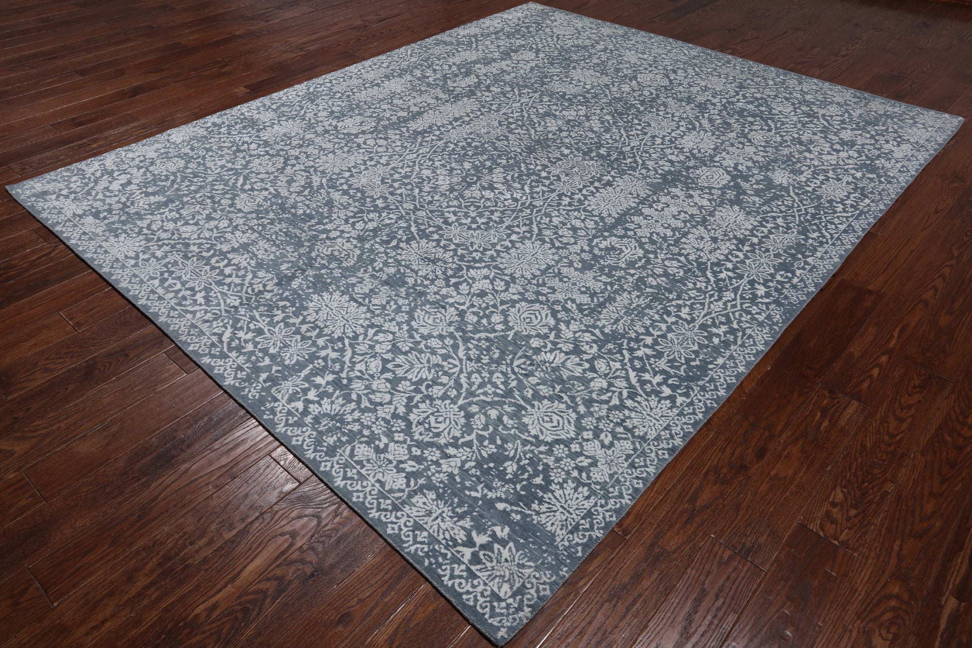 Grey Persian Tabriz Handmade Wool & Silk Rug - 8' 0" X 10' 0"