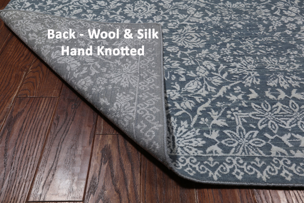 Grey Persian Tabriz Handmade Wool & Silk Rug - 8' 0" X 10' 0"