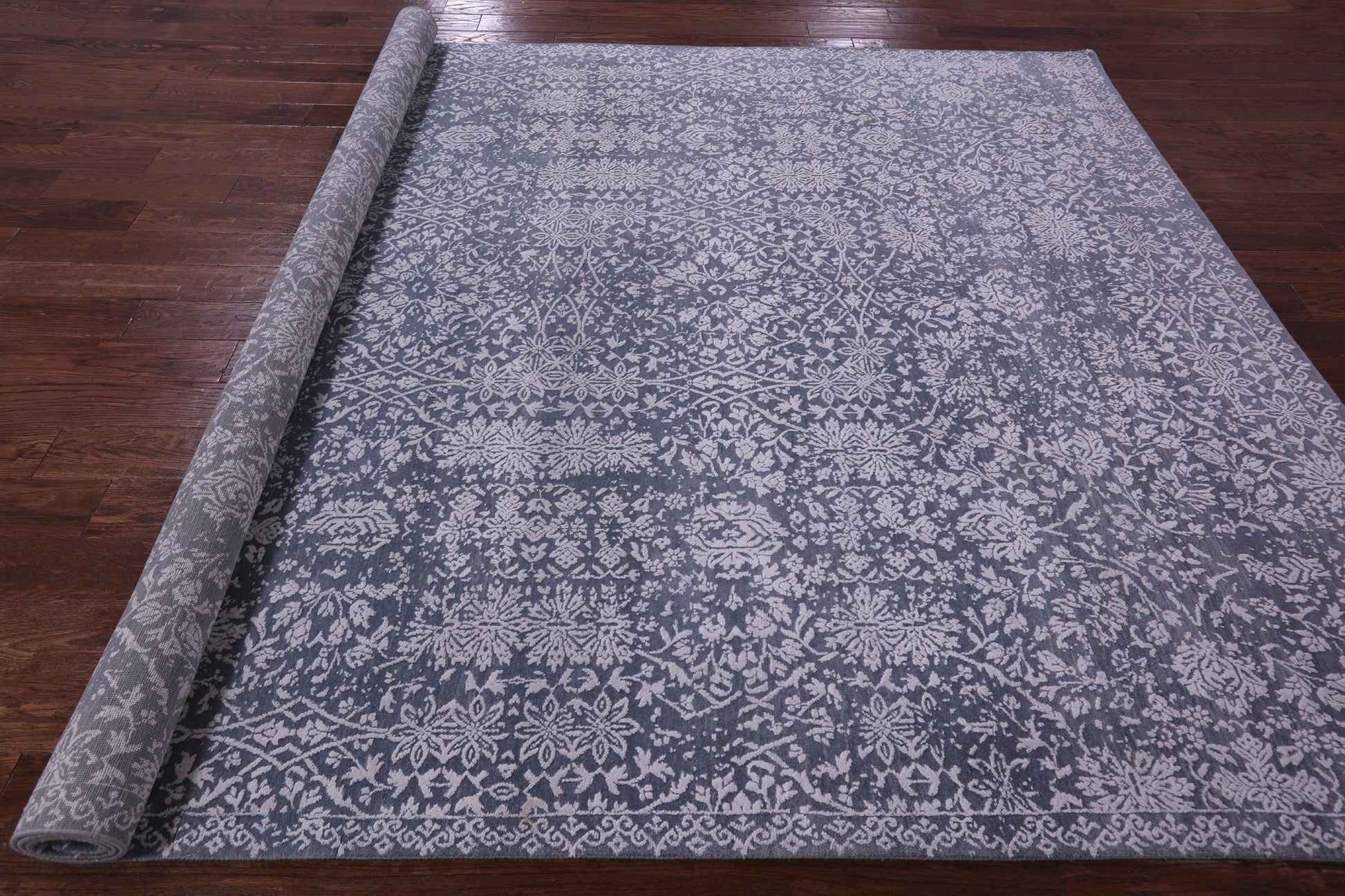 Grey Persian Tabriz Handmade Wool & Silk Rug - 8' 0" X 10' 0" - Golden Nile