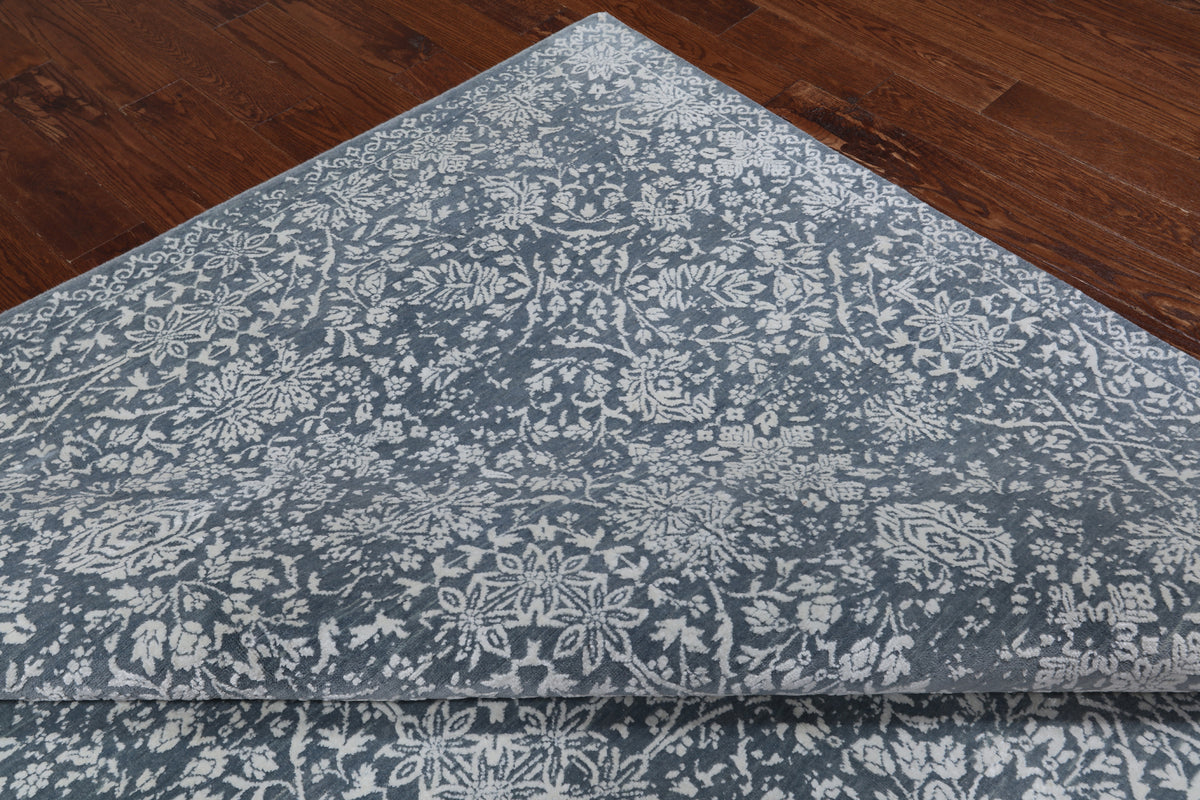 Grey Persian Tabriz Handmade Wool & Silk Rug - 8' 0" X 10' 0"
