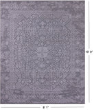 Grey Persian Tabriz Hand Knotted Wool & Silk Rug - 8' 1" X 10' 0" - Golden Nile