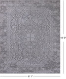 Grey Persian Tabriz Hand Knotted Wool & Silk Rug - 8' 1" X 10' 0"