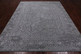 Grey Persian Tabriz Hand Knotted Wool & Silk Rug - 8' 1" X 10' 0"