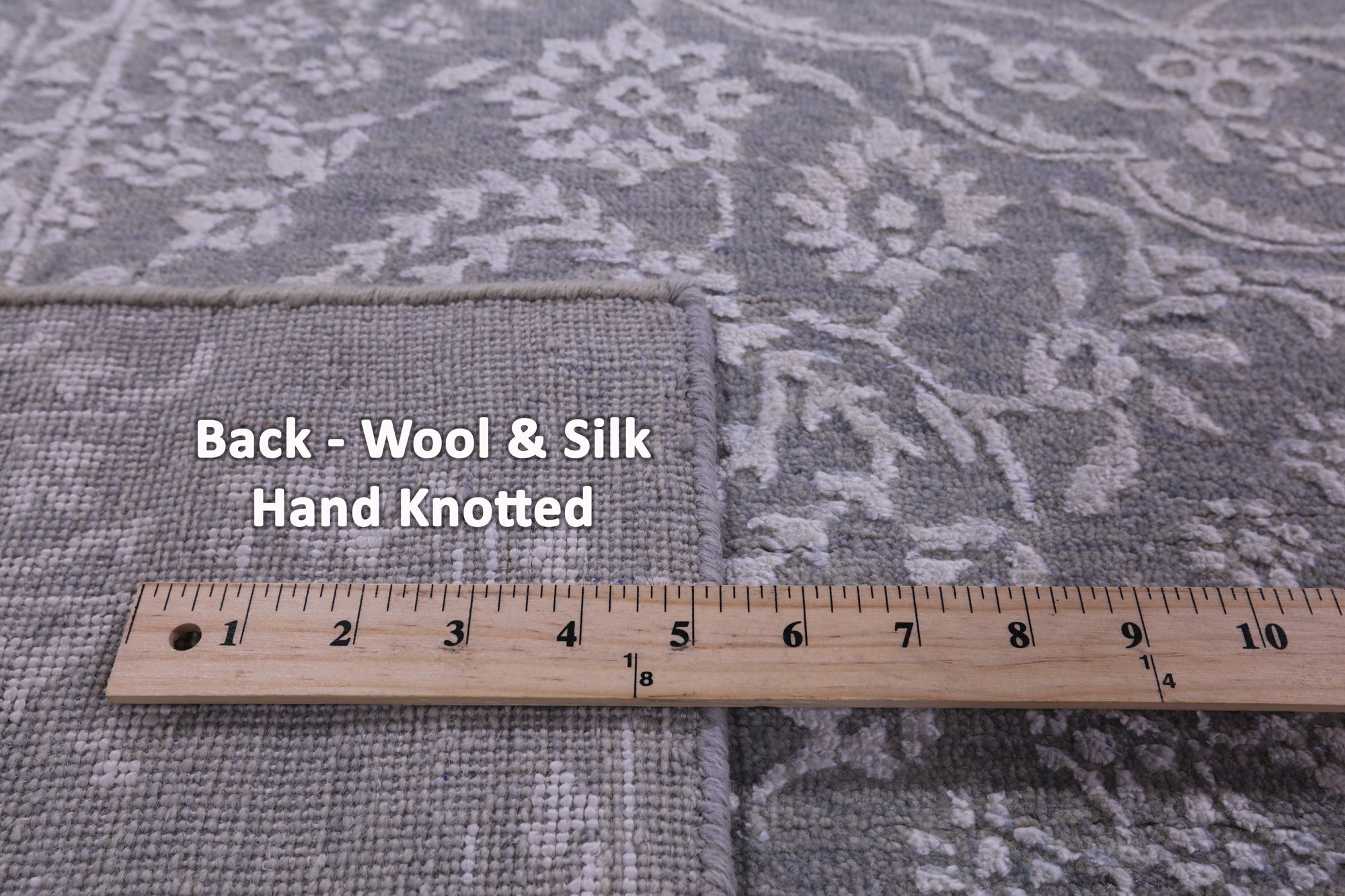Grey Persian Tabriz Hand Knotted Wool & Silk Rug - 8' 1" X 10' 0" - Golden Nile