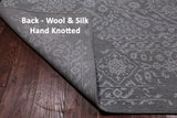 Grey Persian Tabriz Hand Knotted Wool & Silk Rug - 8' 1" X 10' 0"