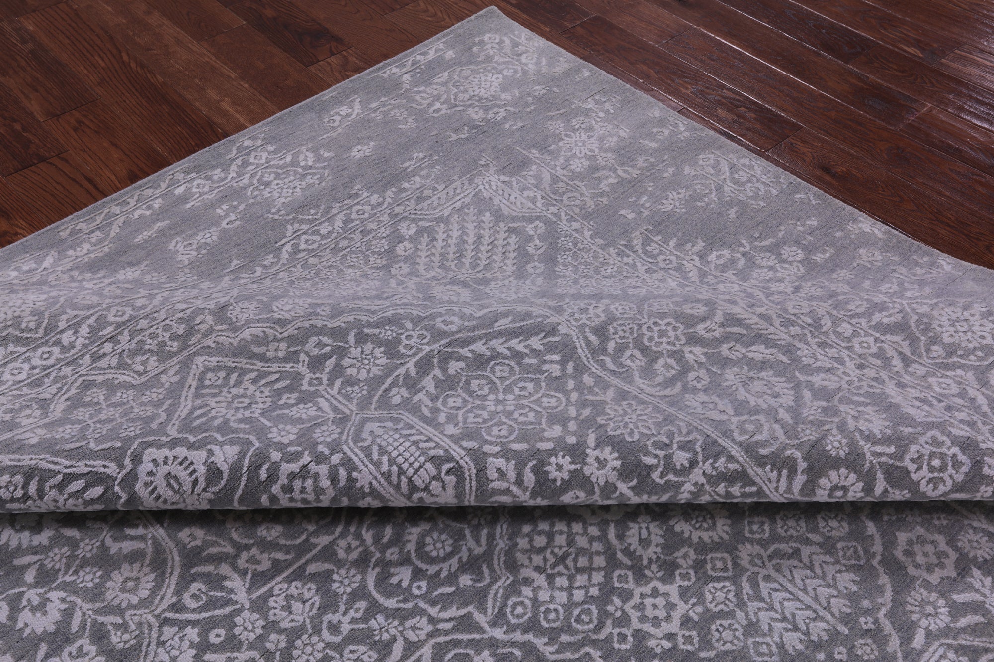 Grey Persian Tabriz Hand Knotted Wool & Silk Rug - 8' 1" X 10' 0" - Golden Nile