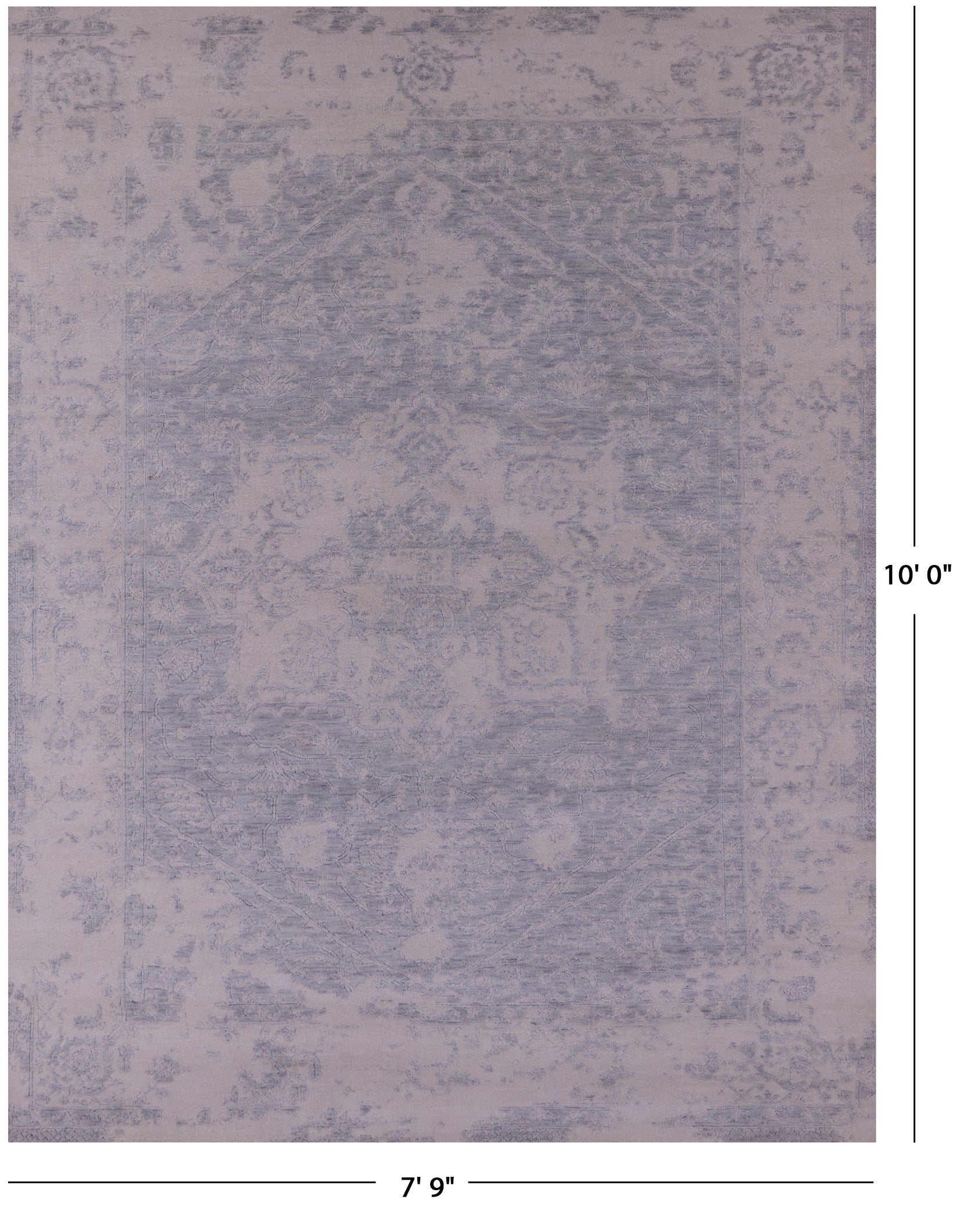 Silver Persian Fine Serapi Hand Knotted Wool Rug - 7' 9" X 10' 0" - Golden Nile