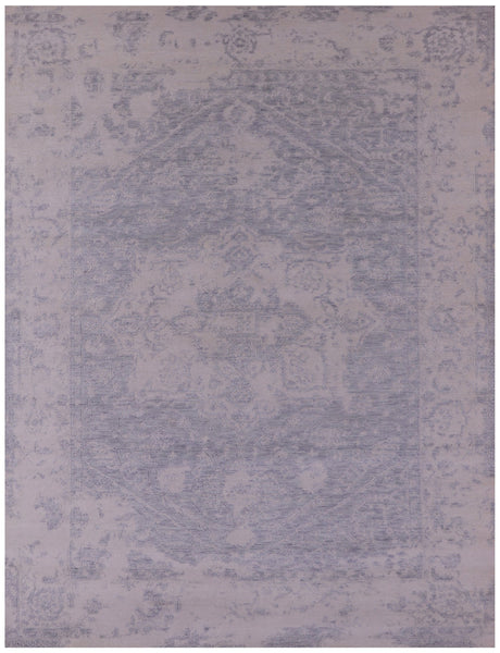Silver Persian Fine Serapi Hand Knotted Wool Rug - 7' 9" X 10' 0" - Golden Nile