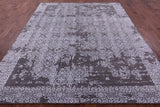 Grey Contemporary Handmade Wool & Silk Rug - 7' 11" X 9' 10" - Golden Nile
