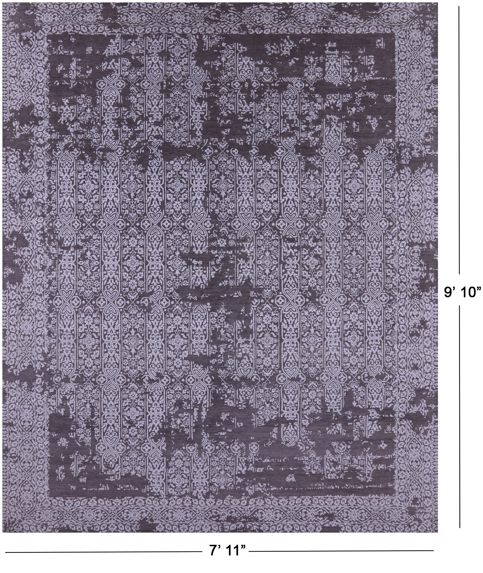 Grey Contemporary Handmade Wool & Silk Rug - 7' 11" X 9' 10" - Golden Nile