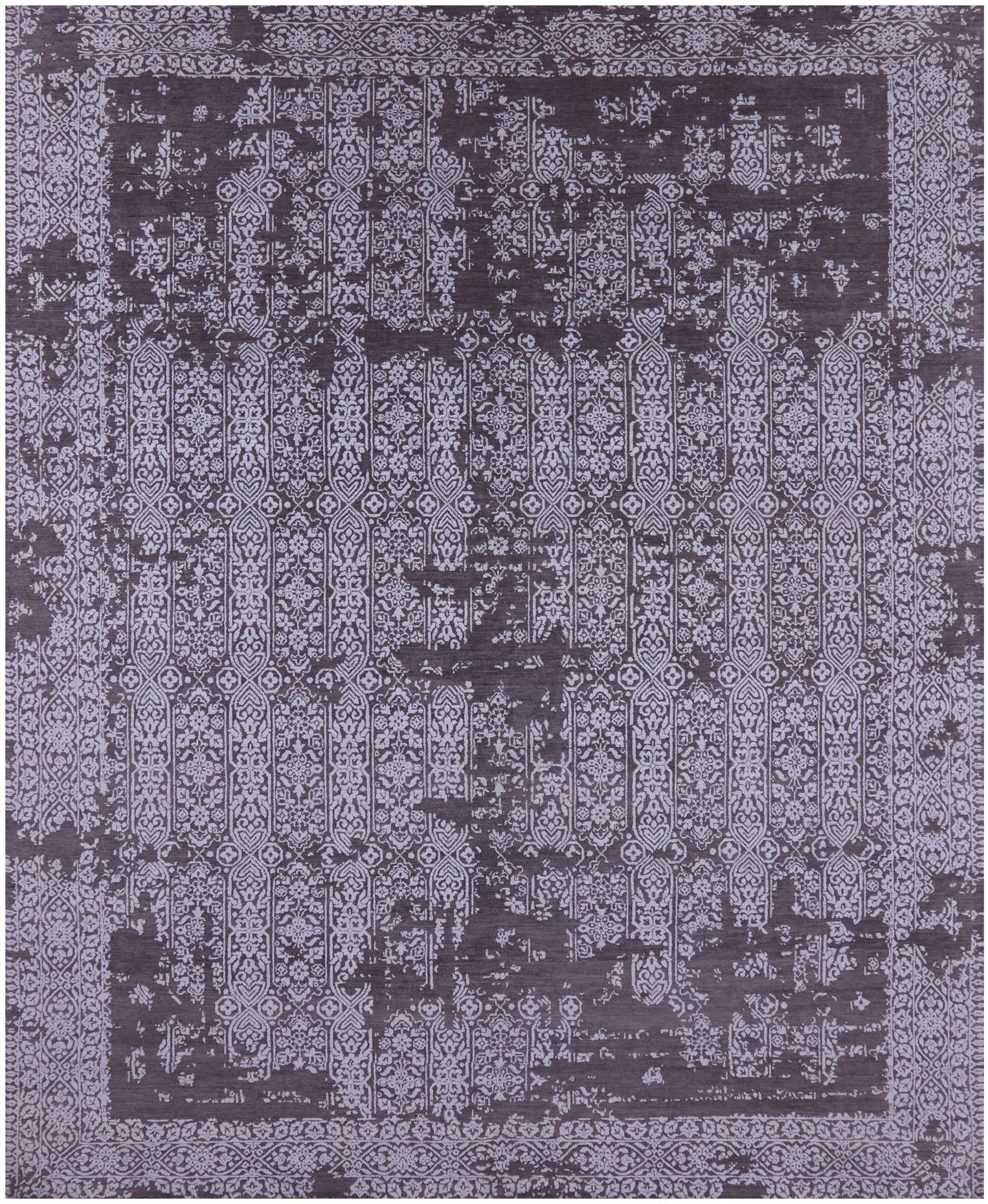 Grey Contemporary Handmade Wool & Silk Rug - 7' 11" X 9' 10" - Golden Nile