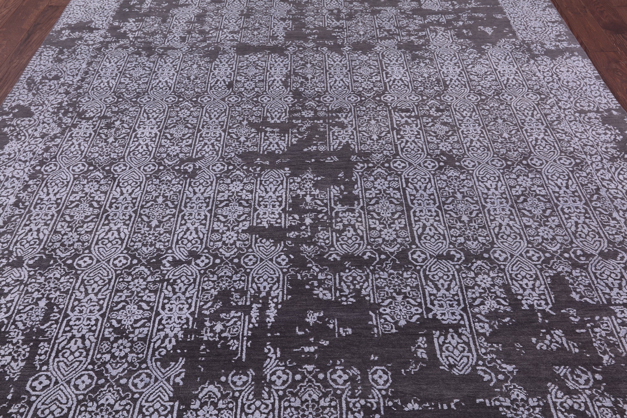 Grey Contemporary Handmade Wool & Silk Rug - 7' 11" X 9' 10" - Golden Nile