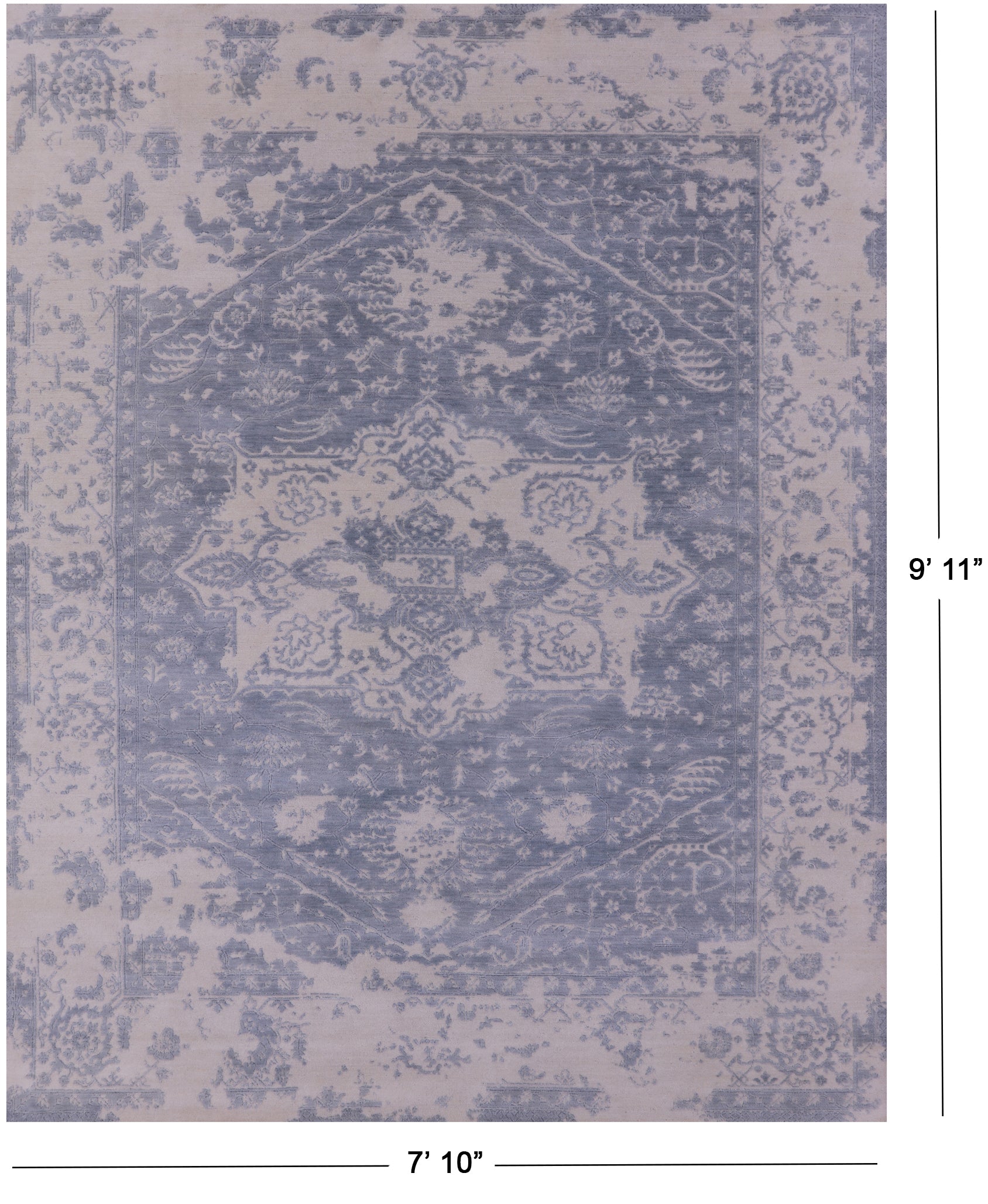 Grey Persian Fine Serapi Handmade Wool Rug - 7' 10" X 9' 11" - Golden Nile