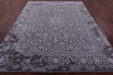 Grey Persian Hand Knotted Wool & Silk Rug - 7' 8" X 9' 11" - Golden Nile