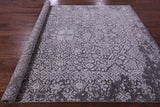Grey Persian Hand Knotted Wool & Silk Rug - 7' 8" X 9' 11" - Golden Nile