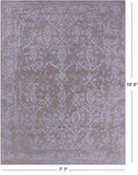 Grey Contemporary Hand Knotted Wool & Silk Rug - 7' 7" X 10' 0" - Golden Nile