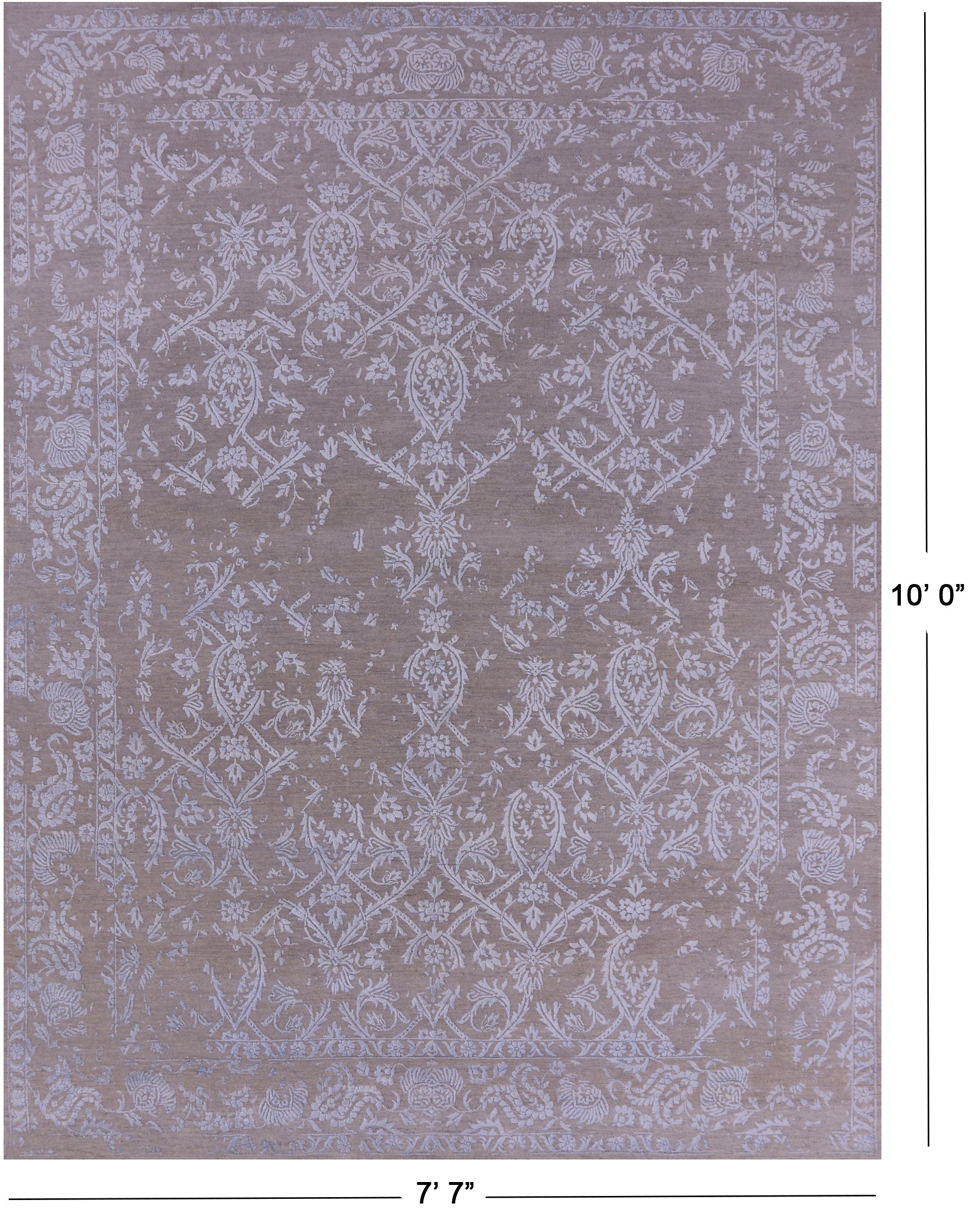Grey Contemporary Hand Knotted Wool & Silk Rug - 7' 7" X 10' 0" - Golden Nile