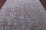 Grey Contemporary Hand Knotted Wool & Silk Rug - 7' 7" X 10' 0" - Golden Nile