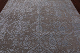 Grey Contemporary Hand Knotted Wool & Silk Rug - 7' 7" X 10' 0"