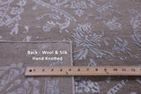 Grey Contemporary Hand Knotted Wool & Silk Rug - 7' 7" X 10' 0" - Golden Nile