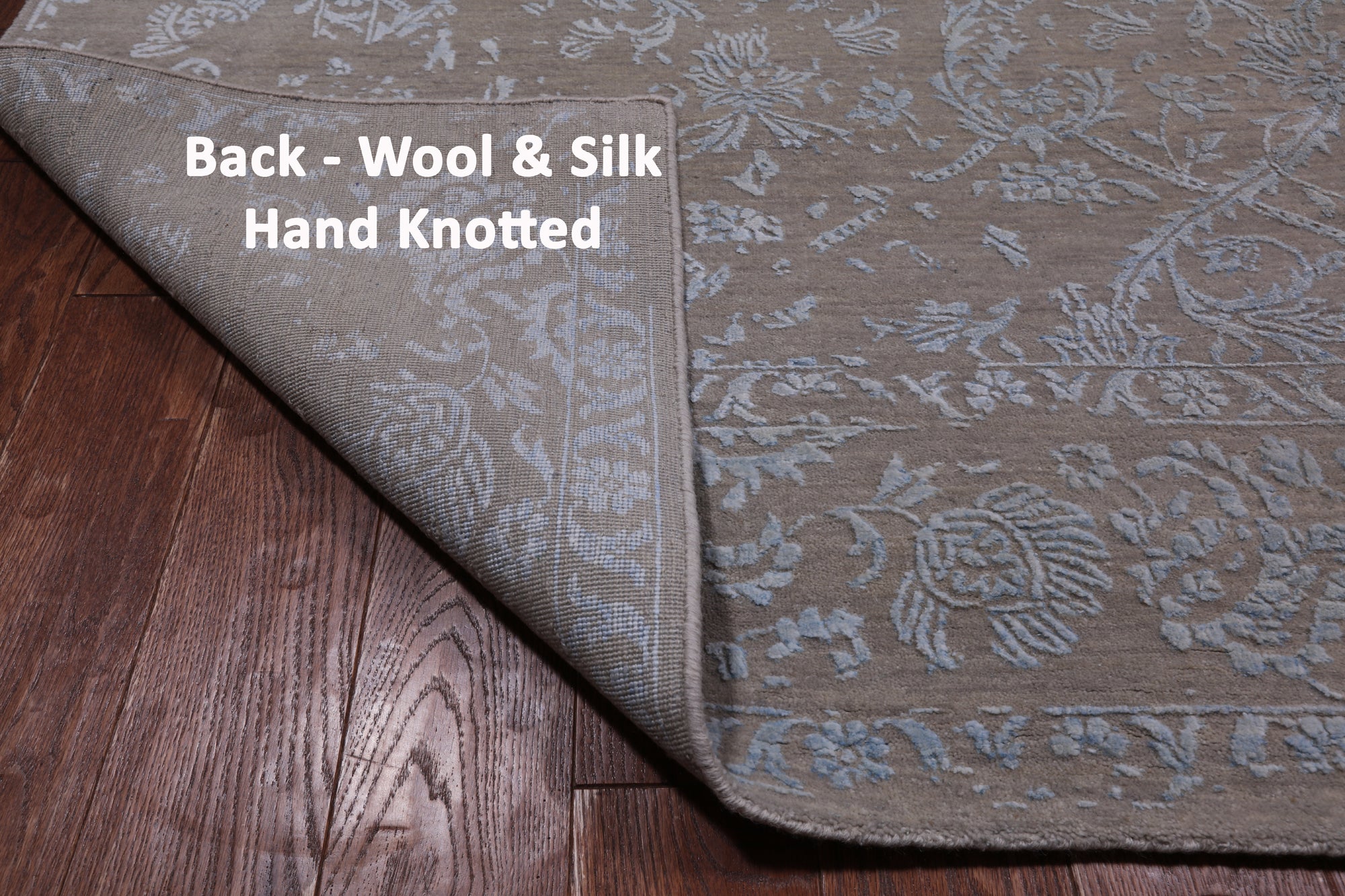 Grey Contemporary Hand Knotted Wool & Silk Rug - 7' 7" X 10' 0"