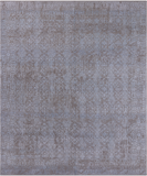 Grey Contemporary Handmade Wool & Silk Rug - 7' 11" X 9' 9"
