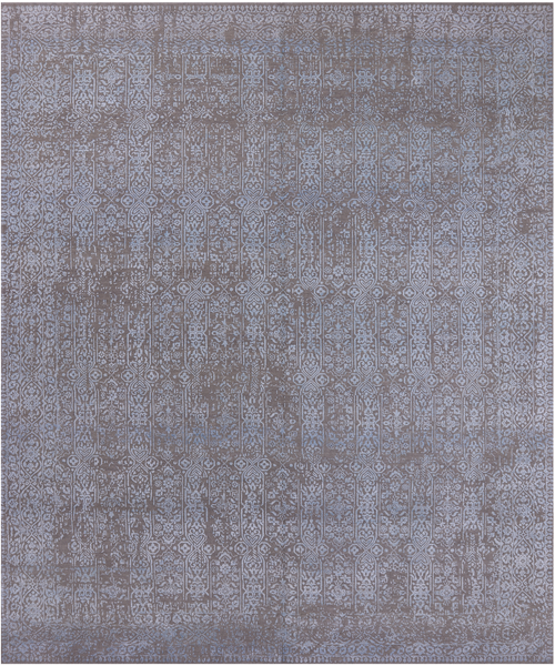 Grey Contemporary Handmade Wool & Silk Rug - 7' 11" X 9' 9"