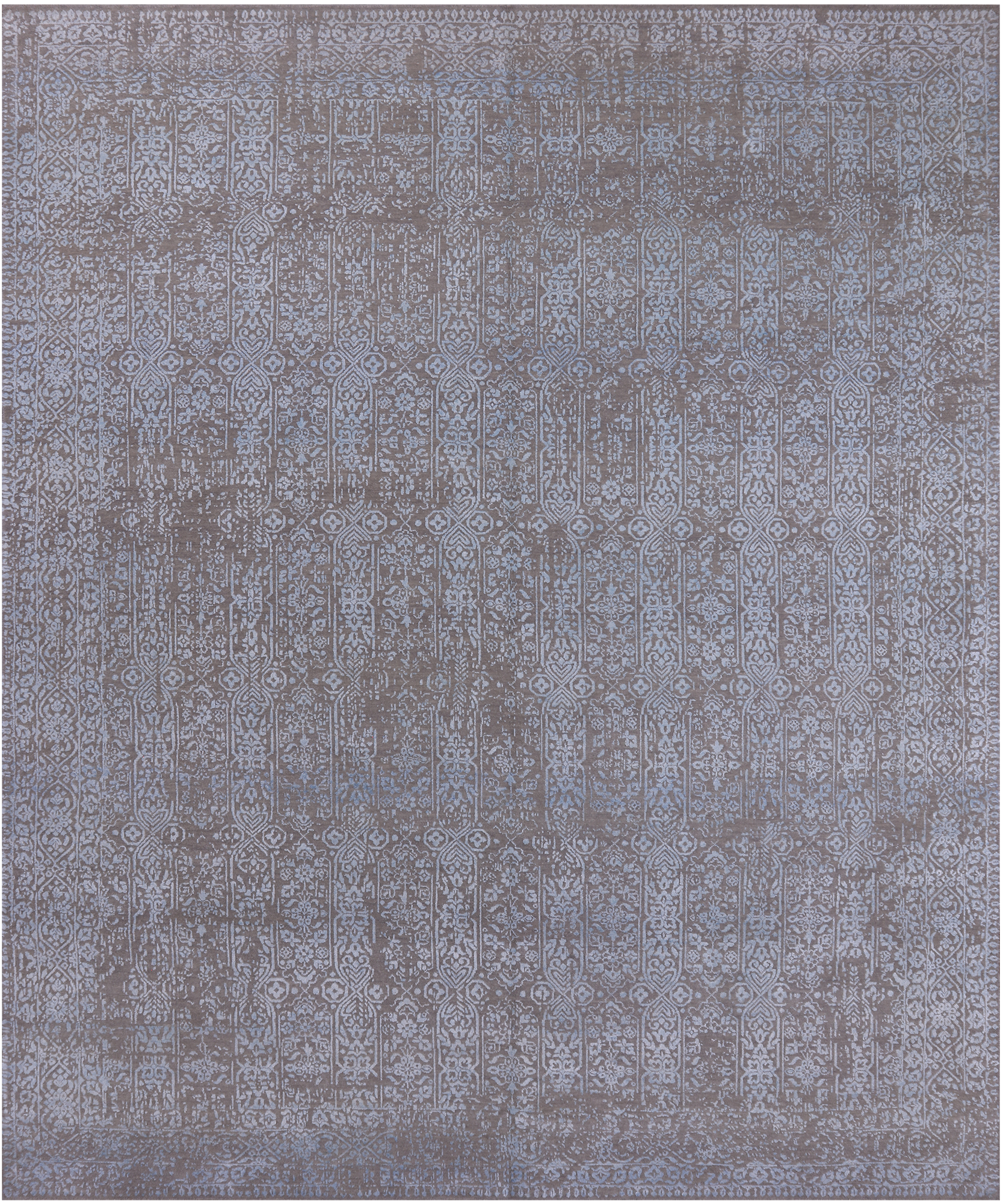 Grey Contemporary Handmade Wool & Silk Rug - 7' 11" X 9' 9"